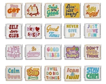 Y2k 2000s Silver Italian Charms | Stainless Steel, Nostalgic, Motivational Phrases, Positive Messages, Self Love Club, Calm Down, Gifts