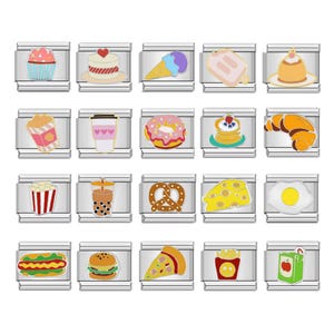 Y2k Food Italian Charms: roestvrijstalen nostalgische bedels