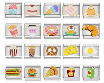Y2k 2000s Silver Italian Charms | Stainless Steel, Nostalgic, Food, Boba Tea, Pizza, Hamburger, Desserts, Ice Cream, Donut, Gifts