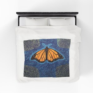 Monarchfalter Samt Plüschdecke, gemütlicher Überwurf, Wohnkultur, Geschenk für Naturliebhaber, weiche Bettwäsche