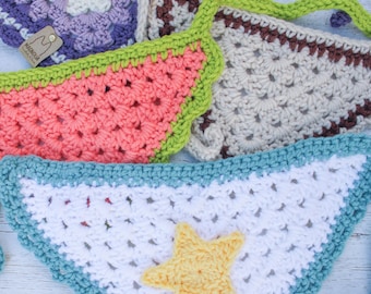 Custom Crochet Dog Bandana | Personalized Pet Bandana with Appliqué | Any Color, Theme, or Design