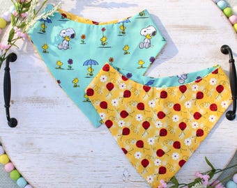 Ladybug Showers Dog Bandana | Spring Ladybug Pet Bandana | Reversible Dog Bandana