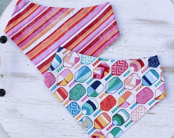 The Pickle Pup | Colorful Pickleball Paddles & Stripes Cotton Print | Reversible Dog Bandana –  Pet Gift XXS–XXL