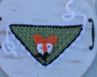 Little Fox Crochet Pet Bandana | Handmade Fox Furry Friend Bandana | Woodland Pet Accessory