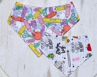 Smarty Pawz| Bark to School Dog Bandana – Reversible School Days Cotton | Pet Gift XXS-XXL