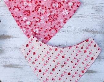 Pawsitively Yours | Reversible Pink Floral & Love Letter Cotton | Magnolia Crochets and Sews| Reversible Dog Bandana | Pet Gift XXS–XXL