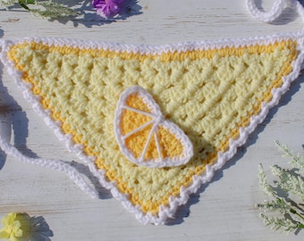 You’re the Squeeze! | Handmade Crochet Dog Bandana – Yellow Lemon  | Pet Gift XS-XL