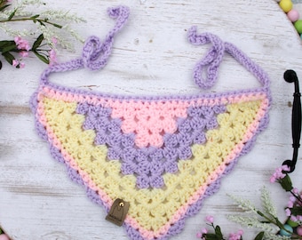Springtime Sorbet Crochet Bandana – Handmade Pastel Bandana for Pets, Spring Pet Accessory