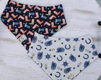 Howdy Cowgirl! | Dog Bandana – Western Cowgirl Boots & Sheriff Hat Print | Reversible Cotton Dog Bandana | Pet Gift XXS–XXL