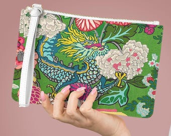 NMJL Karten-Clutch Imperial Dragon Smaragdgrün | Mahjong Kartenhalter-Armband | Mahjong Accessoire Tasche | Mahjong Geschenk