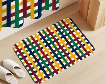 Tapis de bain La Baie d'Hudson, motif carreaux vichy couleurs