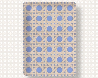 American Mahjong Tiles Cornflower Blue with Flax Basket Weave Print