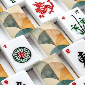 American Mahjong Tile Set with Jokers MCM Mid Century Modern Abstract Art - Tiles Only image 1