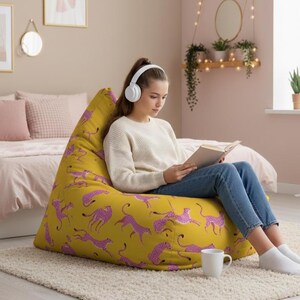 Funda para sillón puf - Estampado de leopardo rosa brillante - Pequeña o grande