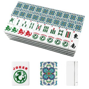 Premium American Mahjong Tile Set - Antique Blue Persian Tile Pattern image 4