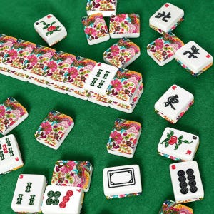 Amerikanische Mahjong Fliesen Set Maximalist Art Collage Print Dopamin Muster Helles und Buntes Design Bild 3