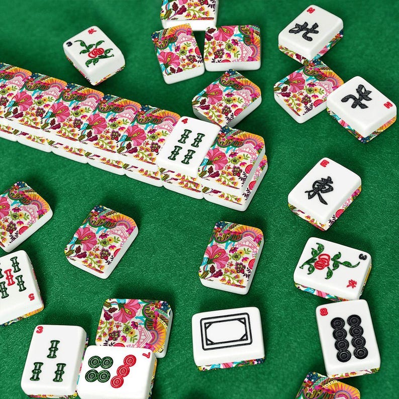 Amerikanische Mahjong Fliesen Set Maximalist Art Collage Print Dopamin Muster Helles und Buntes Design Bild 3