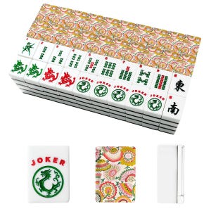 Amerikanskt Mahjong-plattset Retro Whimsy Blommig Senap Gul Salvia Grön bild 4