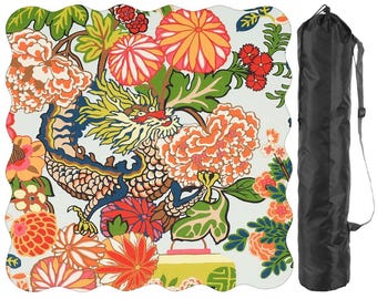 Ausgebossene Mahjong Tischset - Imperial Dragon Buntes Chinoiserie Muster