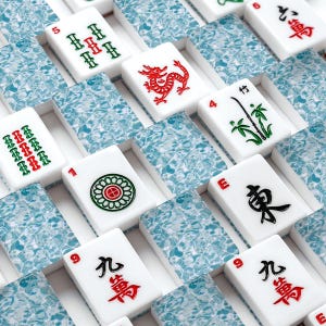 American Mahjong Set Summer Pool Water Blue and White image 2