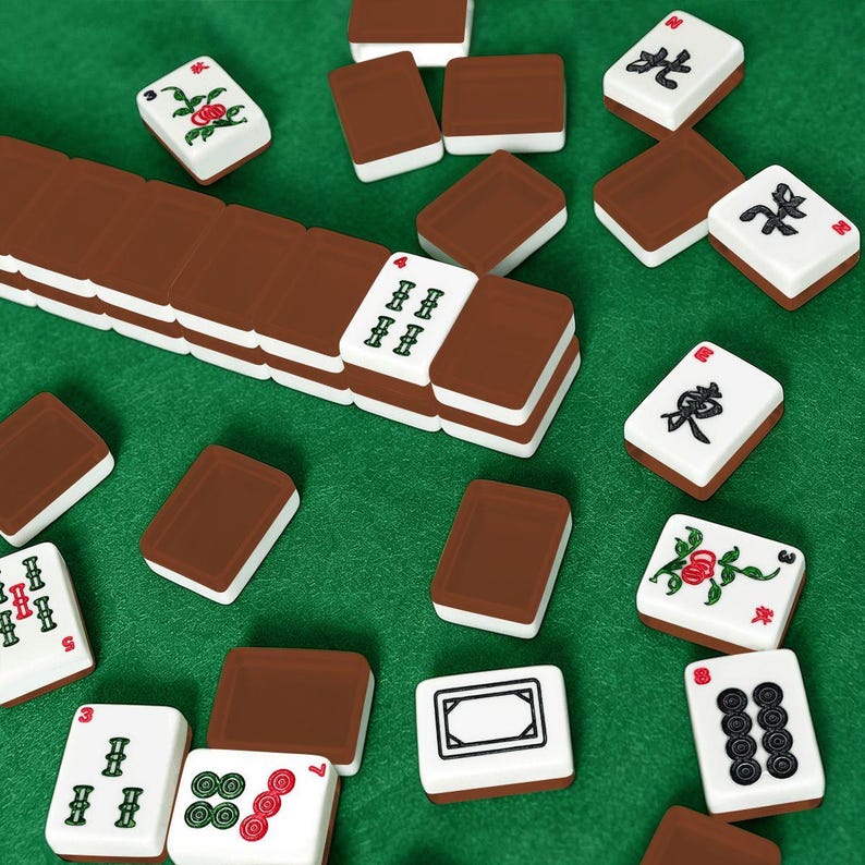 American Mahjong Tiles Plain Dark Brown Color Solid Block Warm Cognac image 3