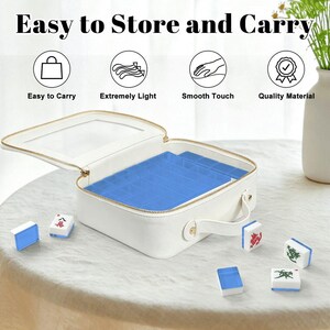 American Mahjong Tiles Set Plain Blue Color Cornflower Solid Block image 5