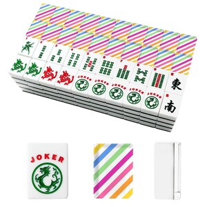 Amerikanische Mahjong Fliesen Set Preppy Summer Stripes Muster Rosa Gelb Blau Weiß Bild 4