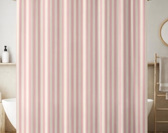 Shower Curtain - Light Pink and Cream Stripes Pattern - Ships from USA