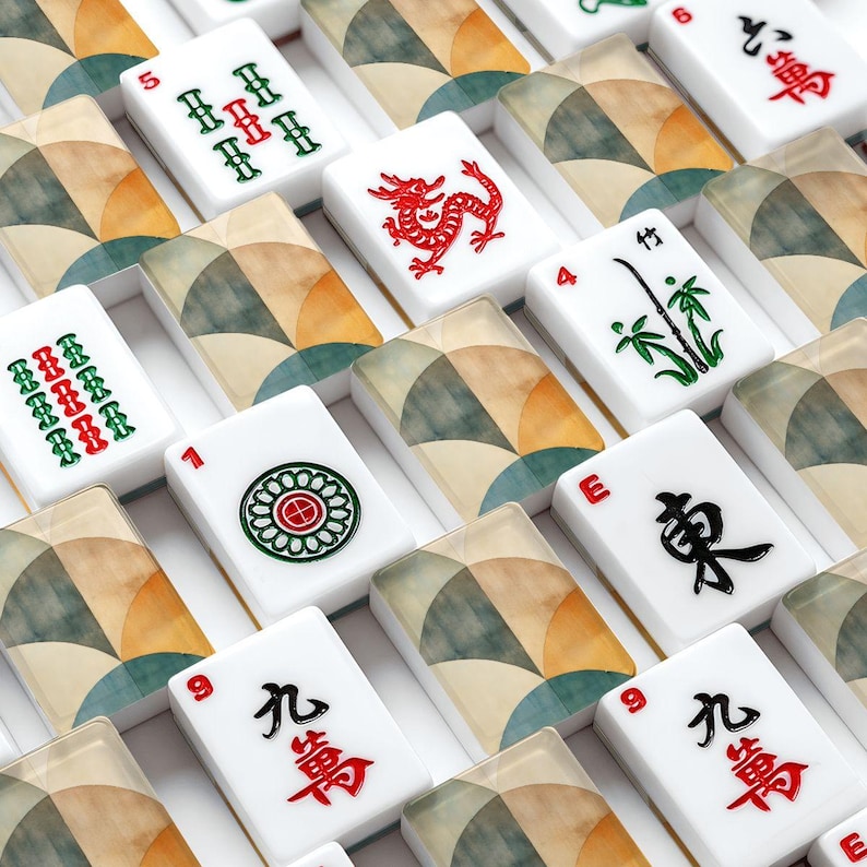 American Mahjong Tile Set with Jokers MCM Mid Century Modern Abstract Art - Tiles Only image 1