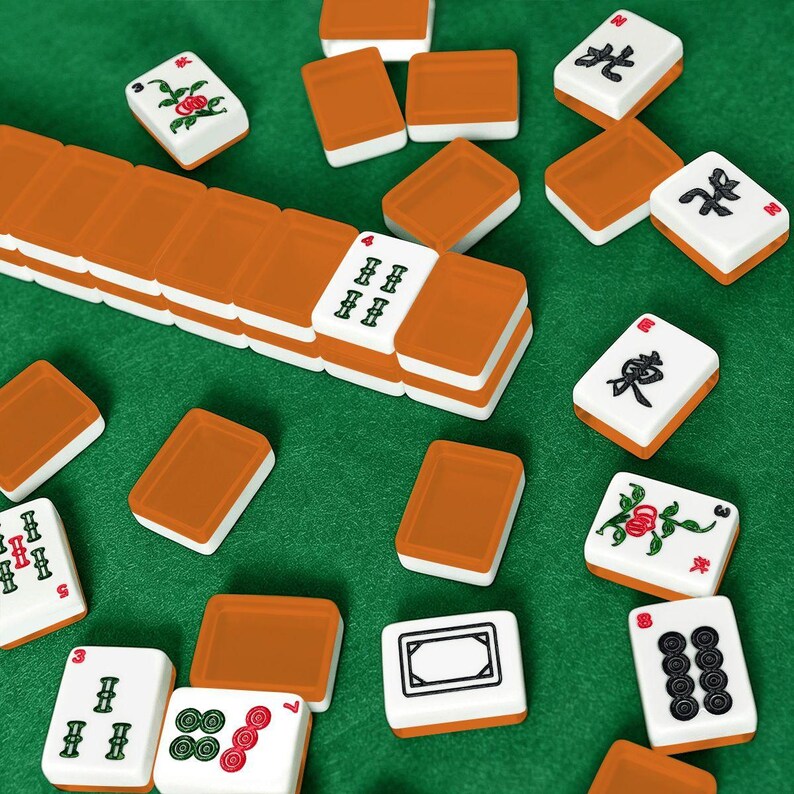 Amerikanskt Mahjong-plattset - Kanel Mörkbränd Orange Enfärgad bild 3
