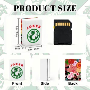 Fichas de mahjong americanas con estampado floral japonés de crisantemos en rojo, negro y blanco. imagen 5