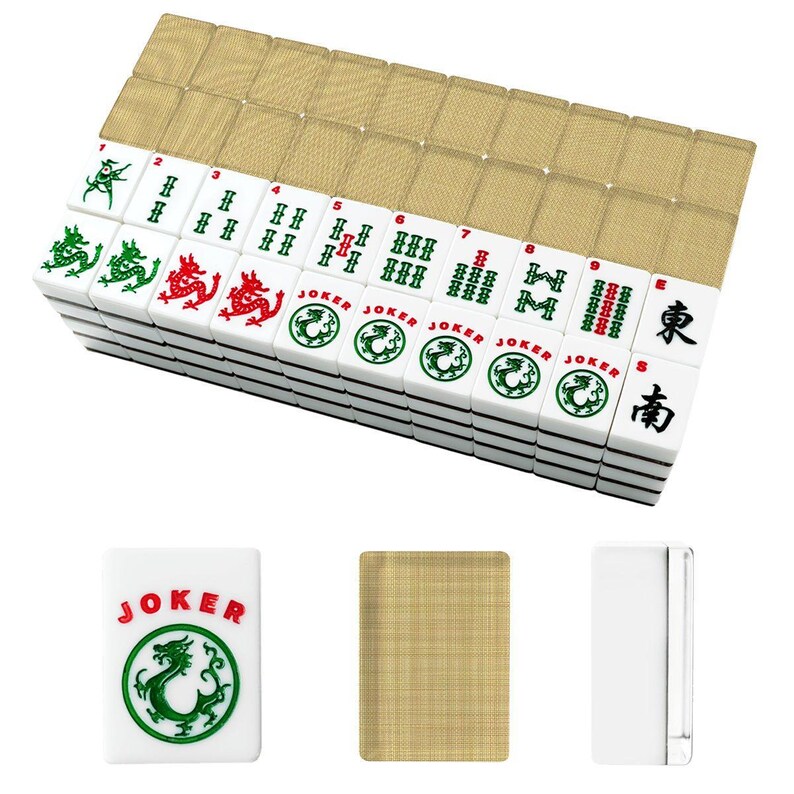 American Mahjong Tile Set Light Ochre Mustard Yellow Linen Weave Print image 4