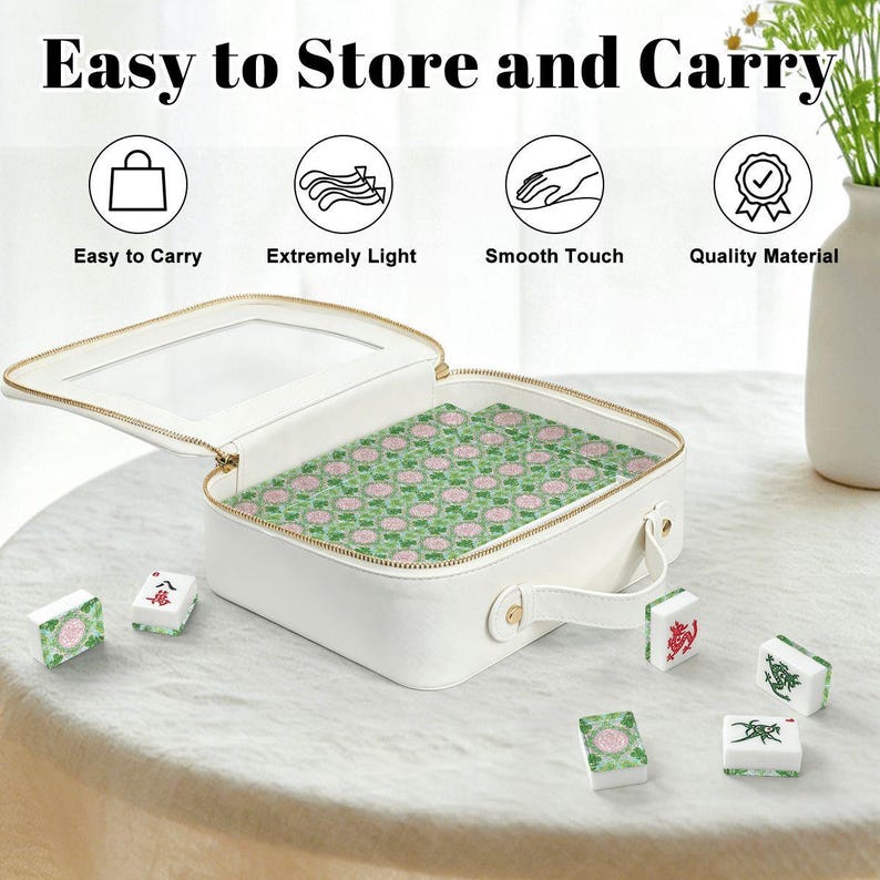 Premium American Mahjong Tile Set - Dopamin Decor Pink Aqua & Green Tropical Bild 5