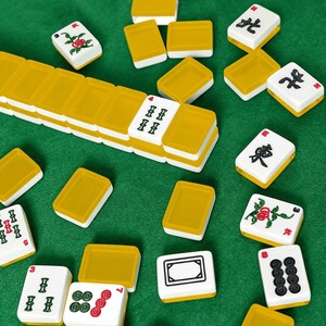 American Mahjong Tiles Set - Dark Mustard Yellow Plain Solid Block Color image 3