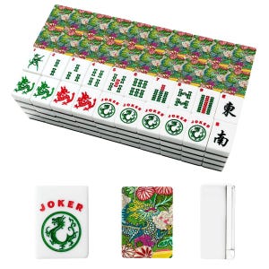 American Mahjong Tiles Set Imperial Dragon Colorful Chinoiserie Pattern Emerald Green image 6