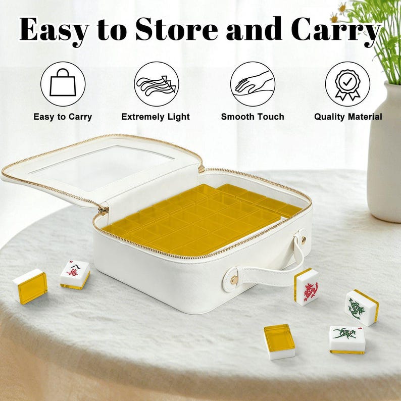American Mahjong Tiles Set - Dark Mustard Yellow Plain Solid Block Color image 9
