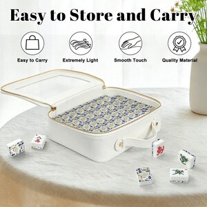 Amerikanische Mahjong Fliesen Set Happy Hanukkah Muster Blau Gelb Weiß Bild 5