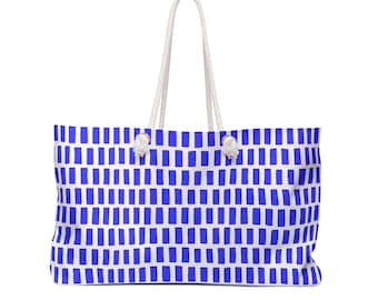 Mahjong Storage Bag Large Tote Dark Navy Blue & White Geometric Pattern