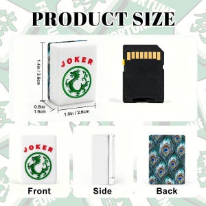 Juego de fichas de mahjong americano premium - Estampado con diseño de plumas de pavo real imagen 7