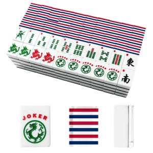 American Mahjong Tiles Set Red White and Blue Horizontal Stripes Pattern image 4