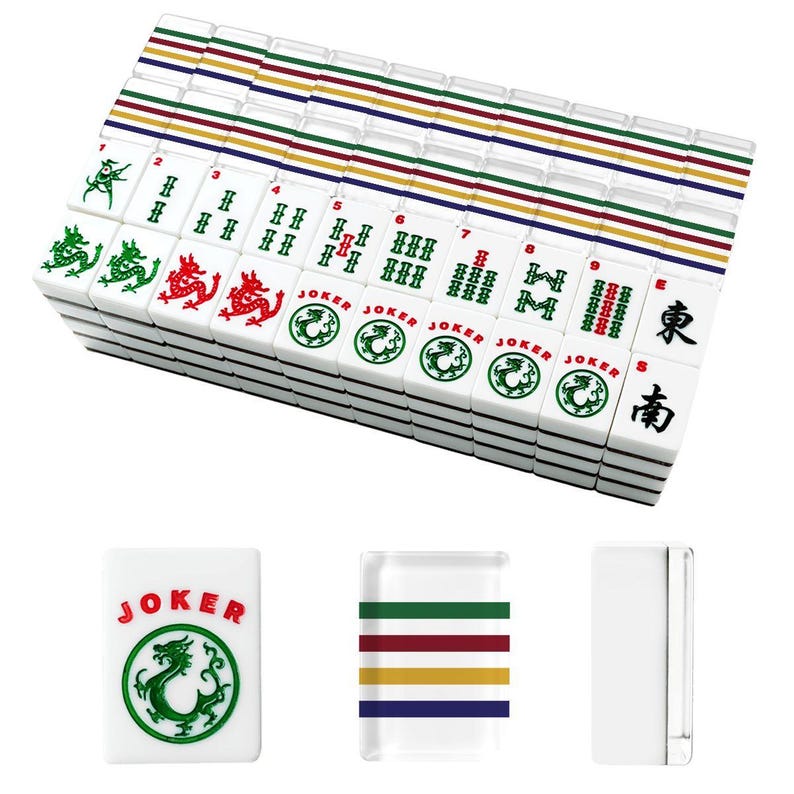 American Mahjong Tiles Set Hudson's Bay Colors Stripe Pattern Green Red Yellow Blue image 4
