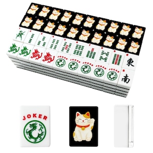 American Mahjong Tiles Set - Maneki Neko Cat Lucky Charm Print image 4