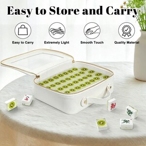 American Mahjong Tile Set Kiwi Fruit Motif Print Bright Lime Green image 4