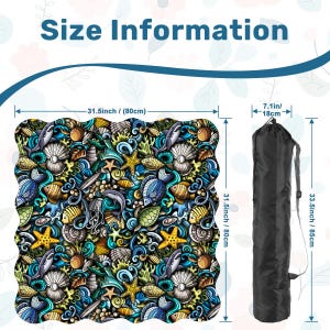 Scalloped Mahjong Mat Coastal Sea Life Underwater Theme Collage Pattern image 6