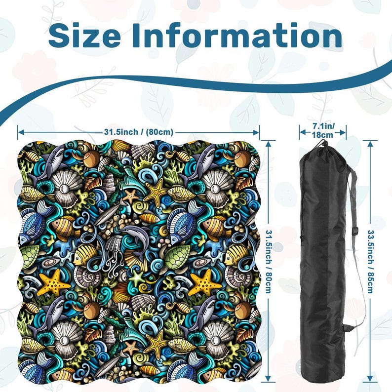 Scalloped Mahjong Mat Coastal Sea Life Underwater Theme Collage Pattern image 6