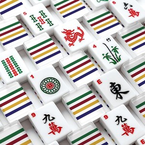 American Mahjong Tiles Set Hudson's Bay Colors Stripe Pattern Green Red Yellow Blue image 2
