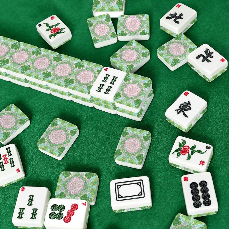 Premium American Mahjong Tile Set - Dopamin Decor Pink Aqua & Green Tropical Bild 3