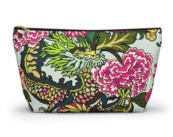 Mahjong Fliesen Aufbewahrungstasche - Imperial Dragon Bunte Chinoiserie Muster Fuchsia