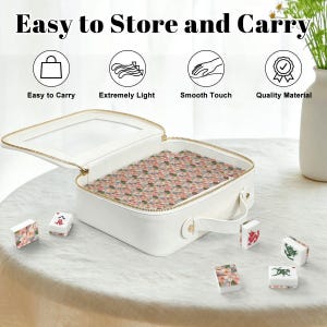 American Mahjong Tiles Set Sakura Cherry Blossoms Pattern Pink & Teal Blue image 10