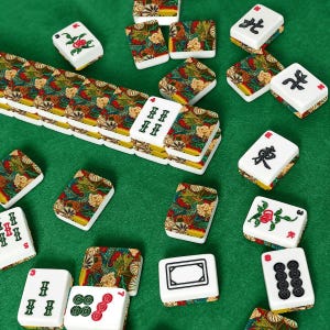 Juego de fichas de mahjong americano - Dragón imperial con colorido patrón chinoiserie rojo imagen 6